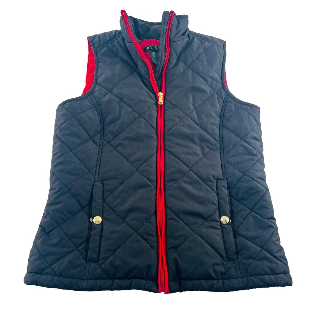 Lauren Ralph Lauren Quilted Puffer Vest Women's size XS Black Full Zip‎